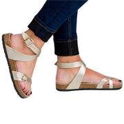 Kakimoda Roman Sandals Buckle Peep-toe Flats