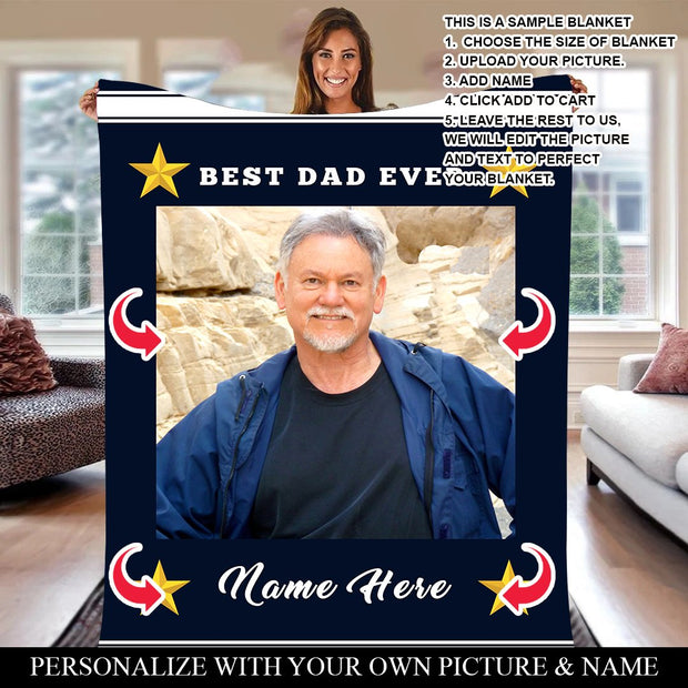 PERSONALIZED BEST DAD EVER BLANKET【定制产品，可能会爆】