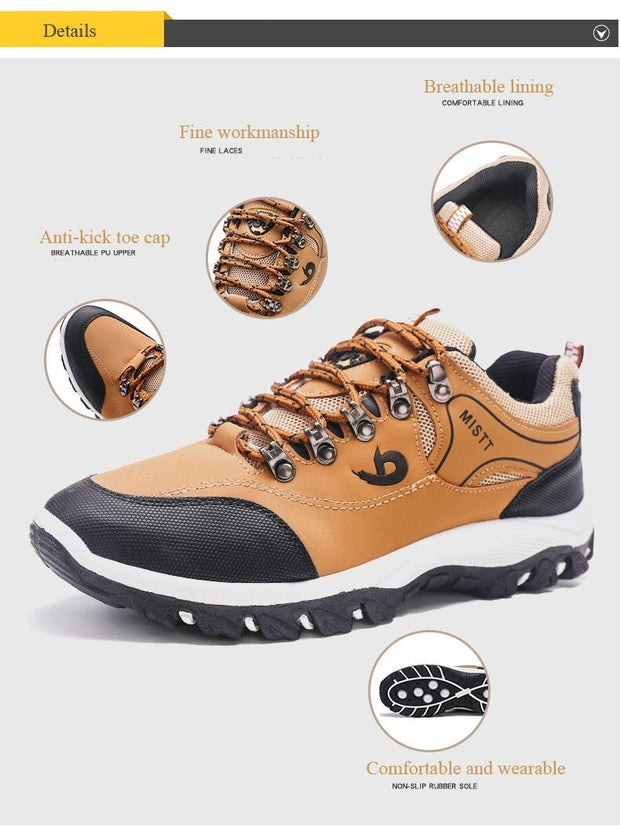 Men Sports Casual Wearable Hiking Sneakers Male Non-slip Running Quality Leather Shoes