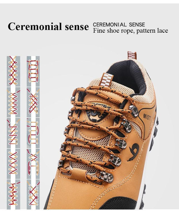 Men Sports Casual Wearable Hiking Sneakers Male Non-slip Running Quality Leather Shoes