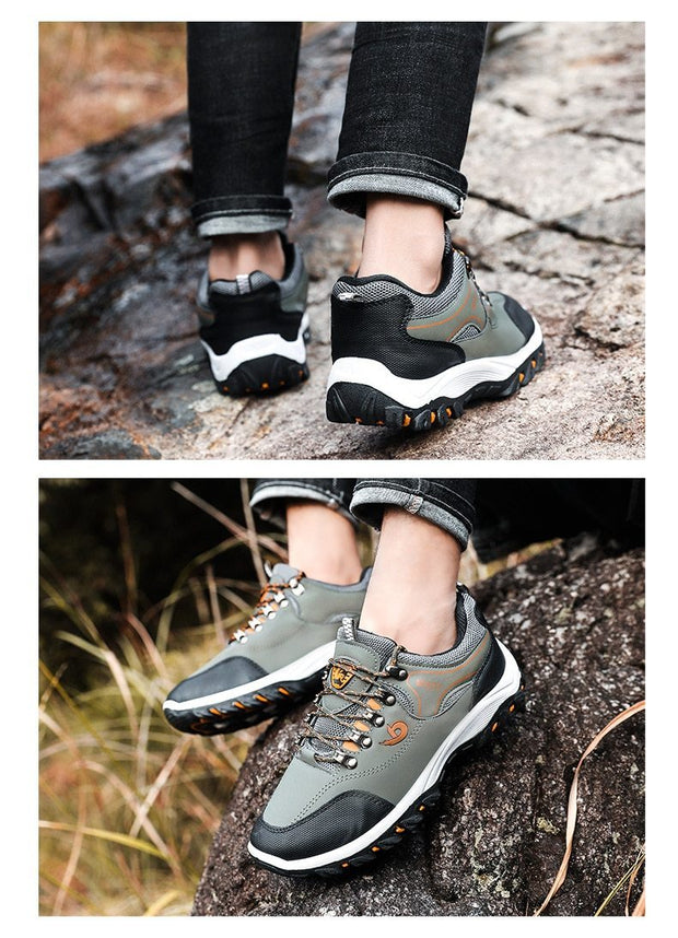 Men Sports Casual Wearable Hiking Sneakers Male Non-slip Running Quality Leather Shoes