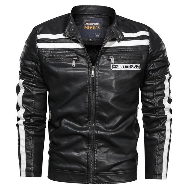 Men's Leather Jacket Fashion with Fleece Thicken Motorcycle Jacket Men Slim Style Quality Leather Jacket