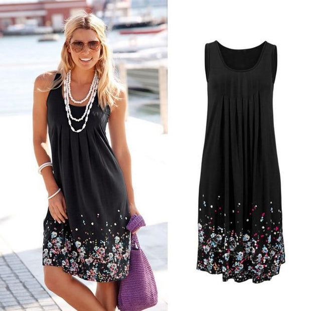 Corachic.com - Sleeveless Floral Print Loose Casual Women Dress - Dresses