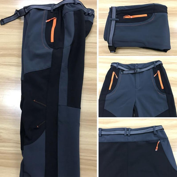 Men's Warm Winter Pants Men Fleece Lining Cargo Pants Mens Waterproof Trousers Male Stretch Casual Work Pants