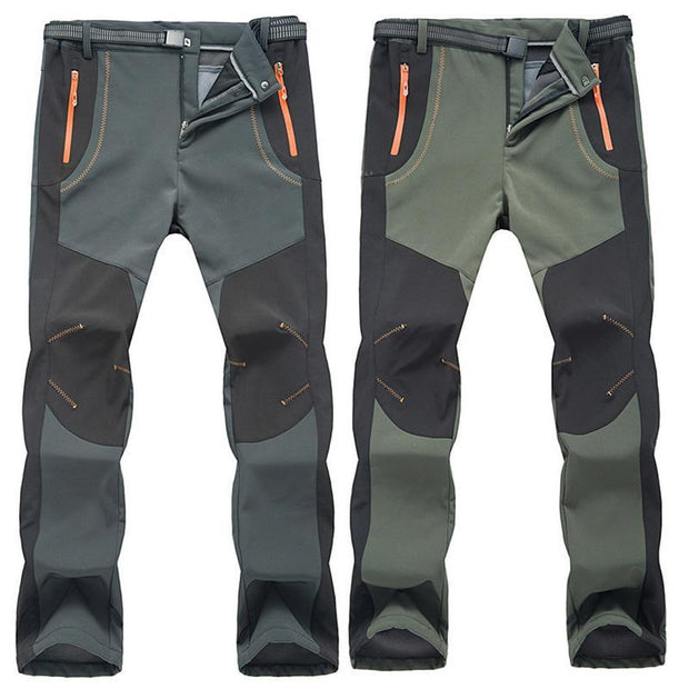 Men's Warm Winter Pants Men Fleece Lining Cargo Pants Mens Waterproof Trousers Male Stretch Casual Work Pants